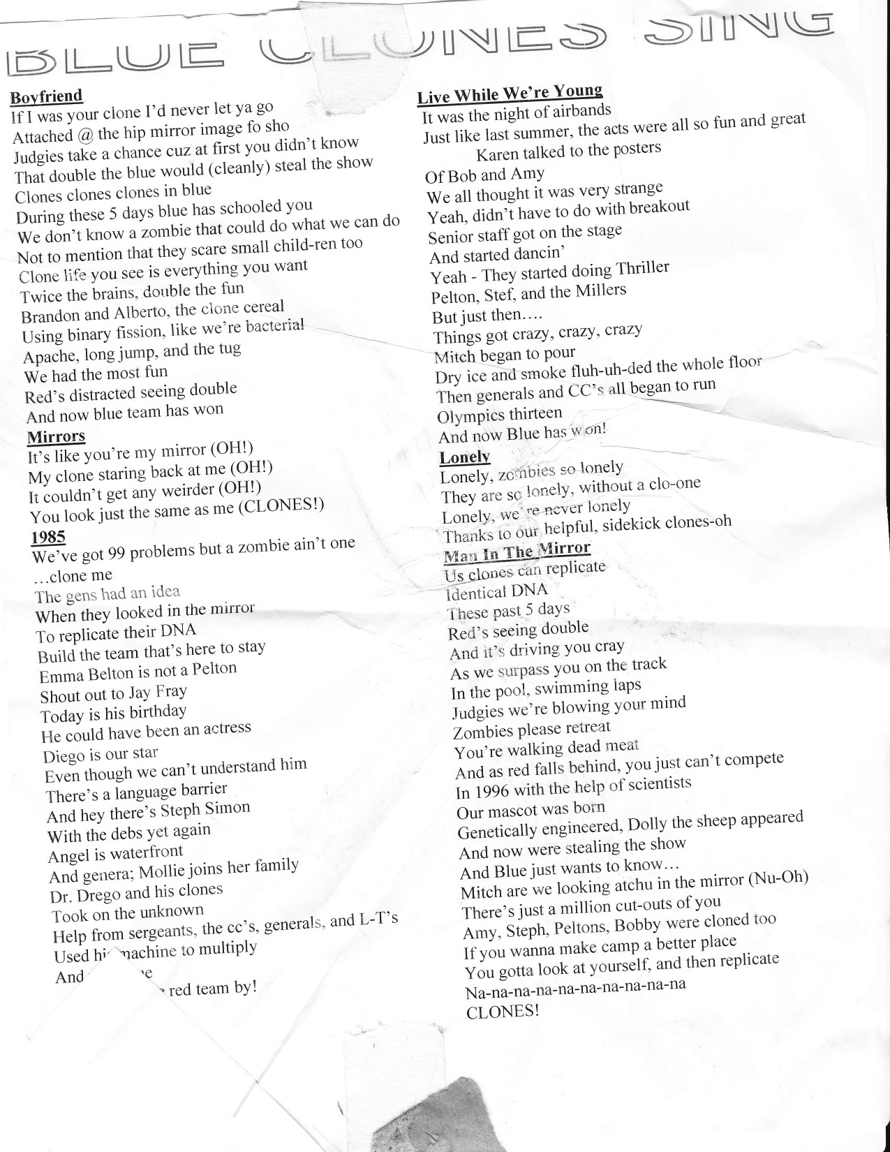 Olympic Sing Songsheets Archives Camp Towanda Es una canción de pixies que se estrenó el 21 de marzo de 1988, este tema está incluido dentro del disco surfer rosa. olympic sing songsheets archives camp